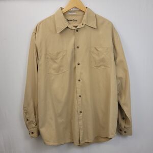 Cypress Grove‎ Shirt Mens XL Tan Silk Blend Button Down Business Casual Career